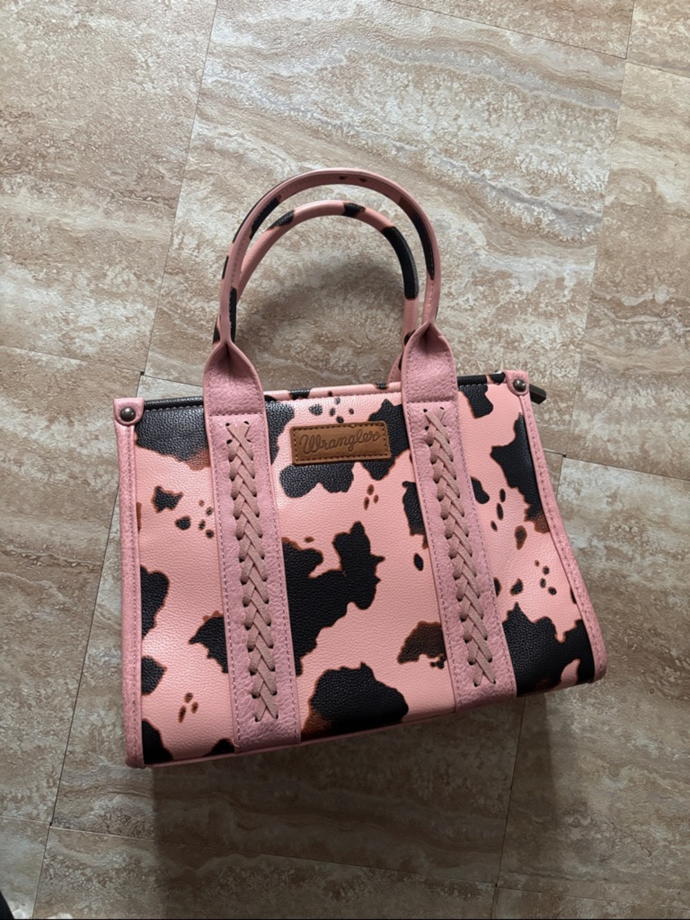 Wrangler Pink and Black Cowprint Tote